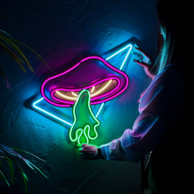 Flying Mushroom Neon Wall Art