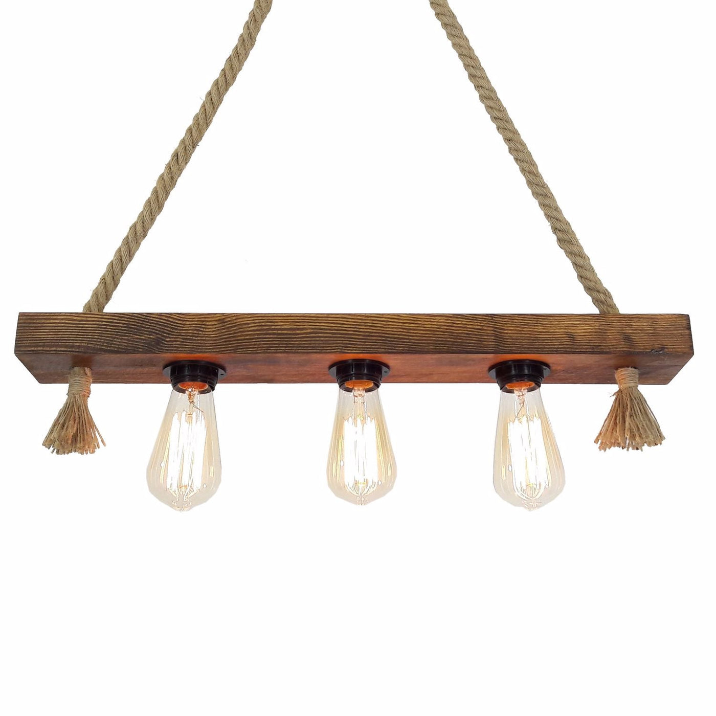 HT099 | Industrial Pendant Lamp, Wood, Retro Design | 3x E27 Bulbs