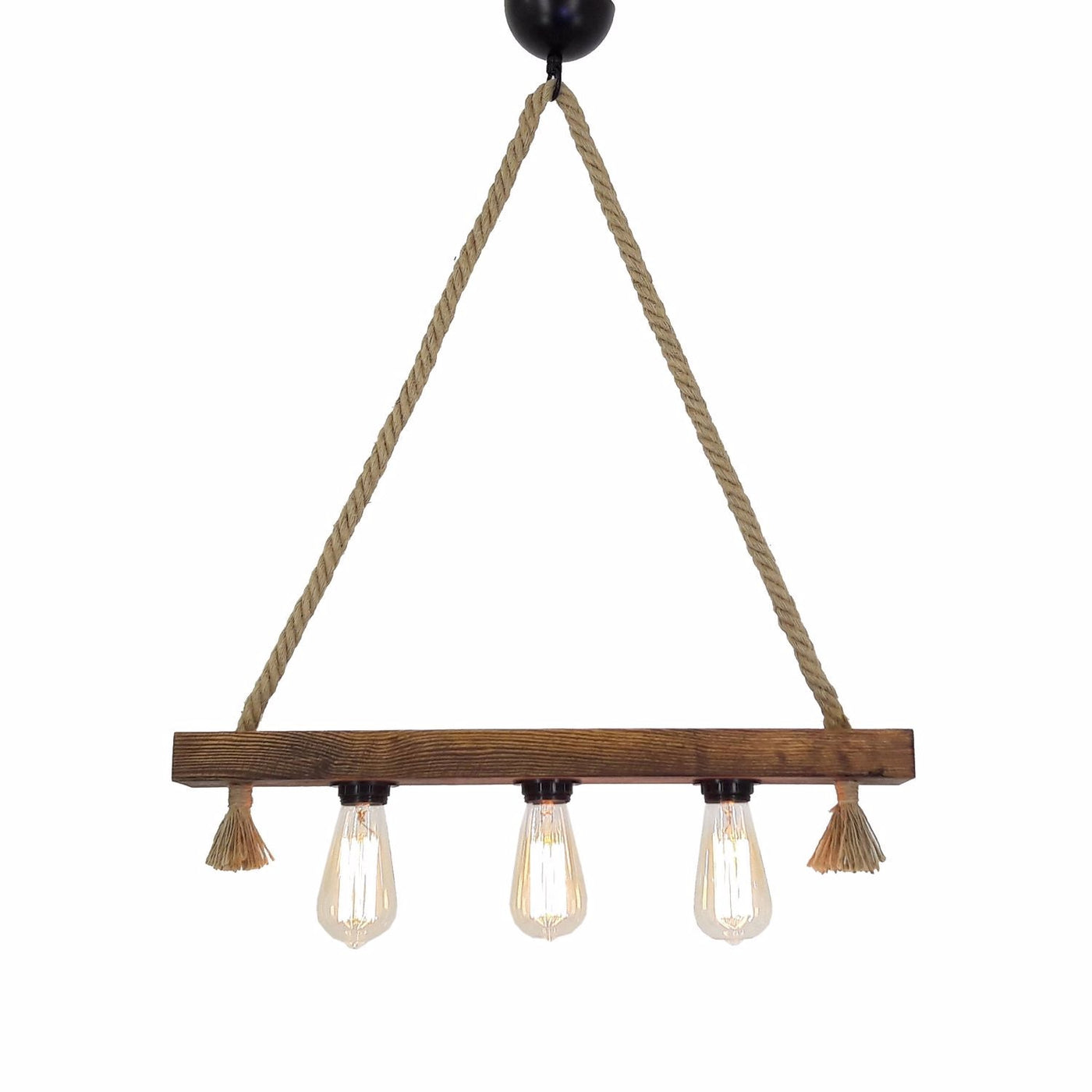 HT099 | Industriële hanglamp, hout, retro design | 3x E27-lampen