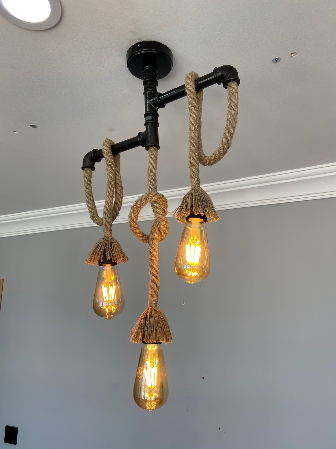 HT038 | Hanging Lamp, Industrial Design Hanglamp- Water Pipe Chandelier, 3 Bulbs
