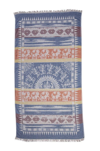 Melanella | Blue | Exclusive Peshtemal, Hammam Towel , hammamdoek, strandlaken| 90 x 175 cm