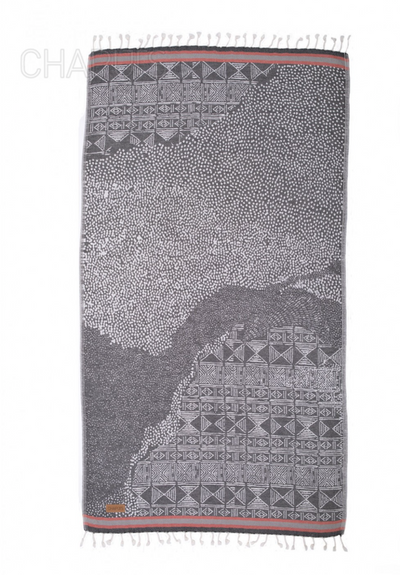 CHAPUTS OLERIA PESHTEMAL - BLACK Designer's Hammam Towel Yellow, Black, Blue - Black- Green  Hamamdoek XL - Cotton - Strandlaken. hammam towel double-sided,  Handgeweven & van Hoge Kwaliteit Hamamdoeken