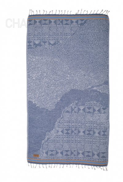 Oleria | Blue | Peshtemal, Hamamdoek, strandlaken, blauw, Hammam Towel XL | 90 x 175 cm