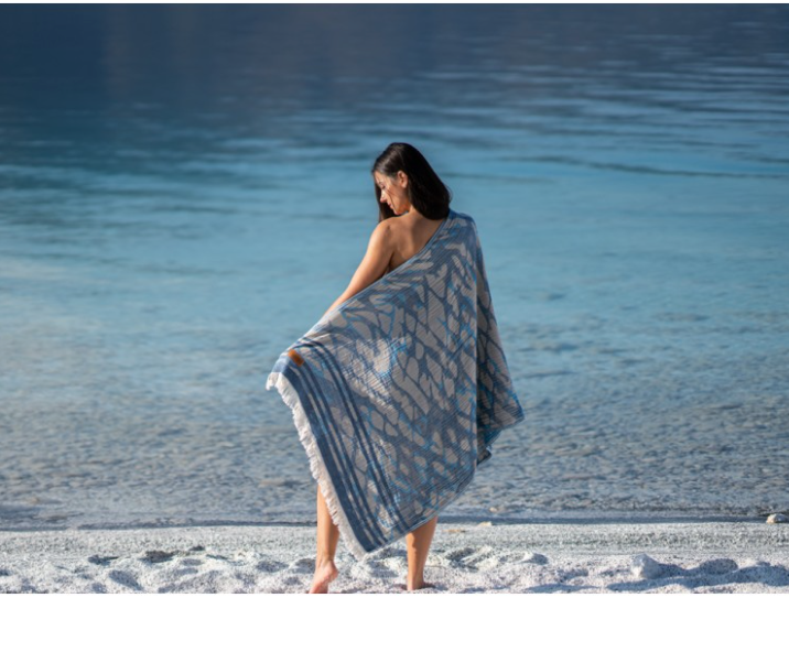 Tella | Blue & Grey | Peshtemal, Hammam Towel XL | 90 x 175 cm